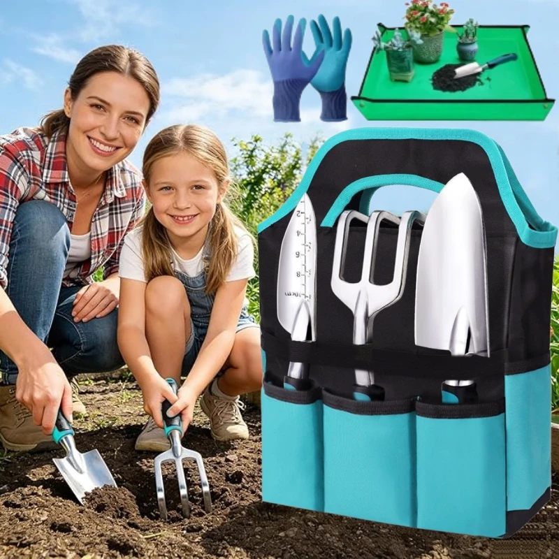Gardening Tools Set Gift - Set di 7 Attrezzi da Giardinaggio