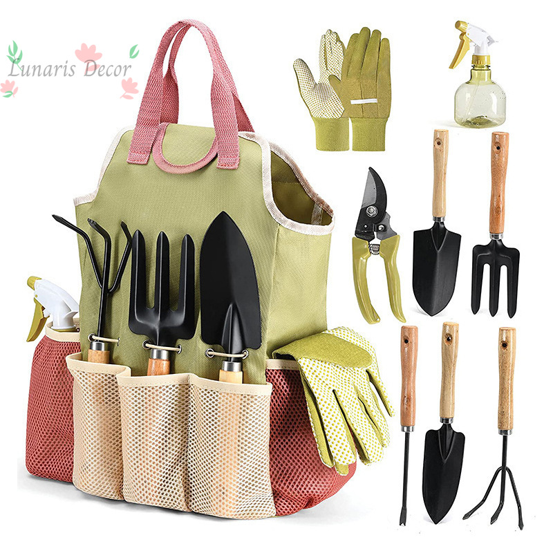 Gardening Tools Set Gift - Set di 9 attrezzi da giardino